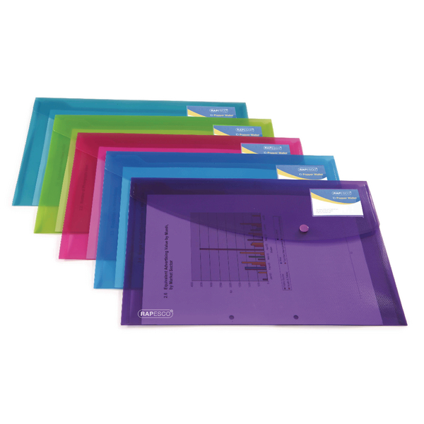 Rapesco ID Popper Wallet Translucent Assorted [Pack of 5]