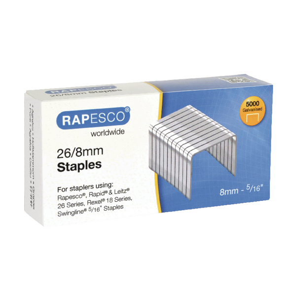 Rapesco Staples 8mm 26/8 [Pack of 5000]