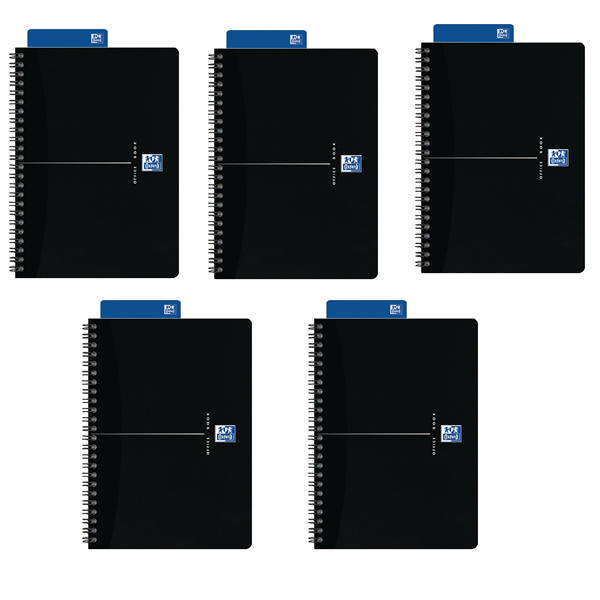Oxford Office Smart A5 Wiro Notebook Soft Black [Pack of 5]