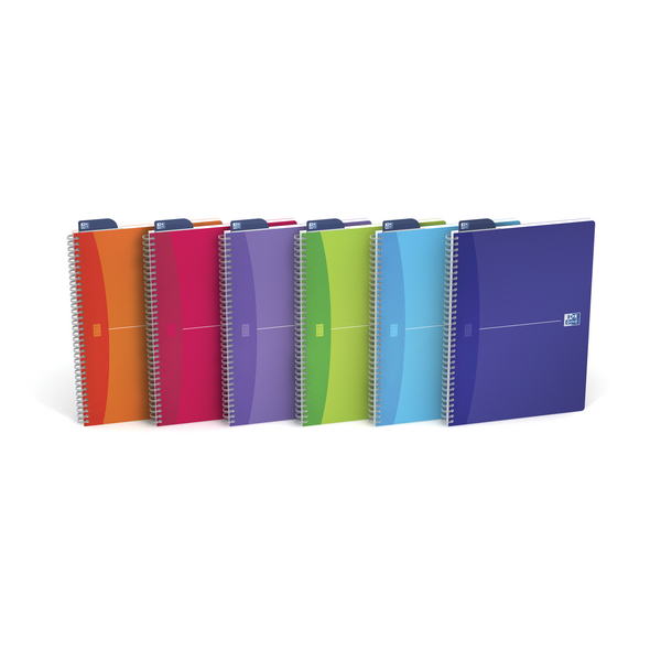Oxford Office A4 Wiro Notebook Feint Rule and Margin Assorted [Pack of 5]