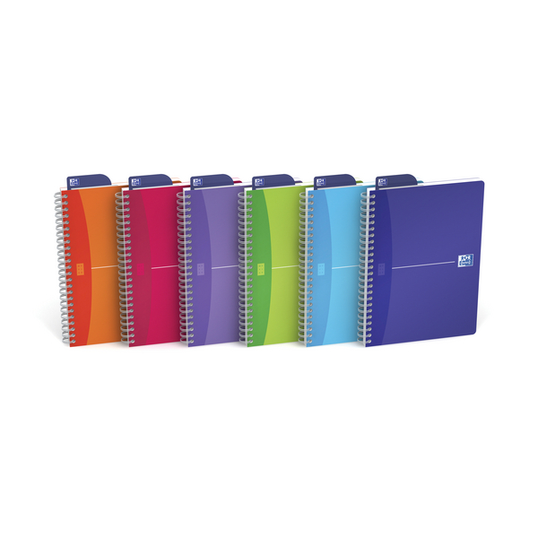 Oxford Office A5 Wiro Notebook Feint Ruled and Margin Assorted [Pack of 5]
