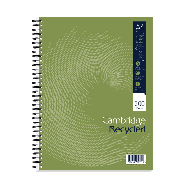 Cambridge Recycled A4 Notebook Plus 200 Pages [Pack of 3]