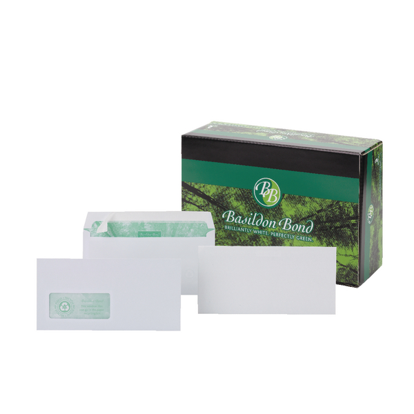 Basildon Bond DL White Peel and Seal Watermarked Envelopes [Pack of 500]