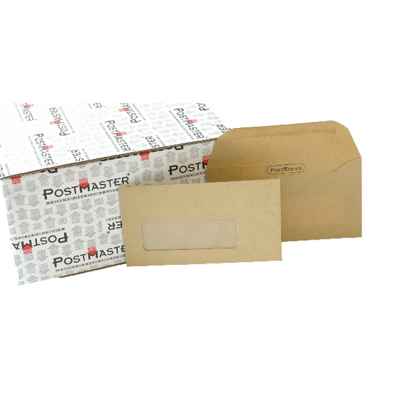 Postmaster Envelopes Window 114x235mm Manilla [Pack of 500]