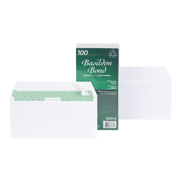 Basildon Envelopes DL Wallet 100g White [Pack of 100]