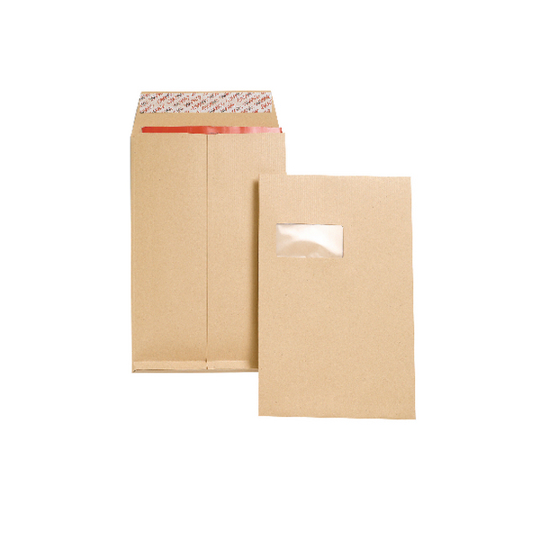 New Guardian Gusset Envelopes Peel and Seal C4 Window Manilla [Pack of 100]