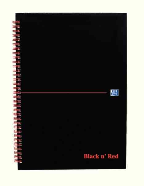 Black n Red Wiro Notebook A4 Quadrille [Pack of 5]