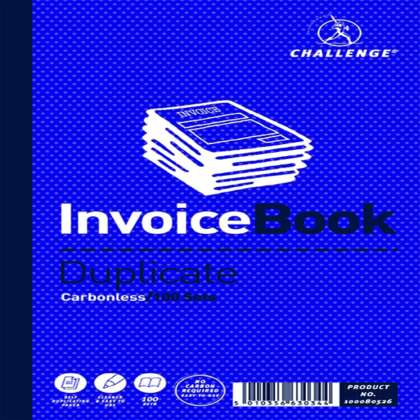 Challenge Duplicate Book 210x130mm Invoice Layout without VAT [Pack of 5]