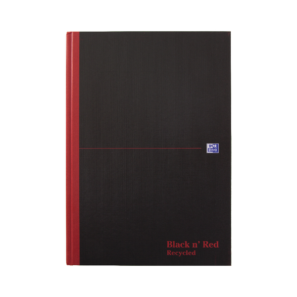 Black n Red A4 Recycled Casebound Notebook [Pack of 5]