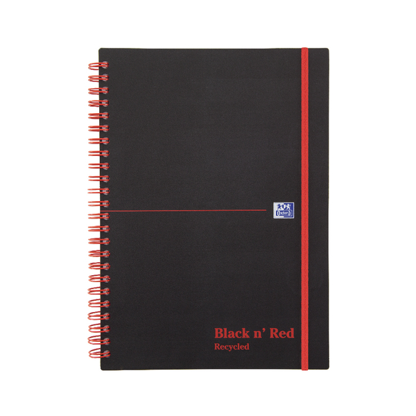 Black n Red A5 Recycled Wirebound Polypropylene Cover Notebook [Pack of 5]