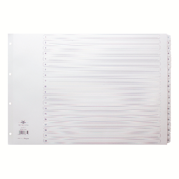 Concord Classic A3 1-20 Mylar Index White