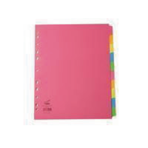 Concord Bright Card Divider Extra-Wide 10-Part Multi-Coloured [Pack of 20]