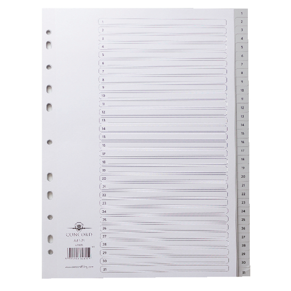 Concord Index A4 PVC 1-31 Grey