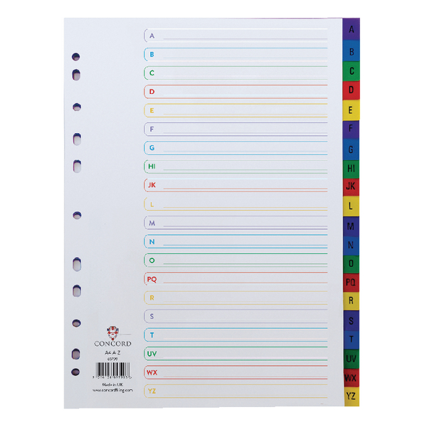 Concord Index A4 A-Z Plastic Multicolour