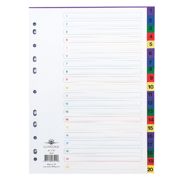 Concord Index A4 1-20 Multicolour