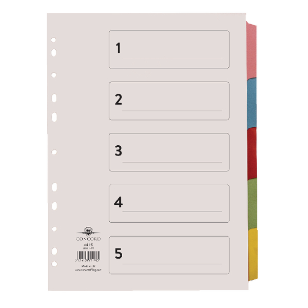 Concord Printed Subject Divider 5 Part