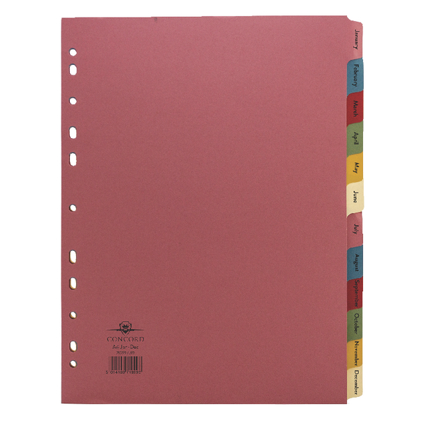 Concord A4 Jan-Dec Divider Multicolour [Pack of 10]