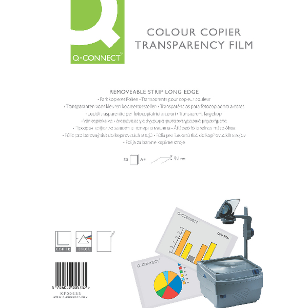 QConnect Laser Copier Transparency Film Color [Pack of 50] KF00533