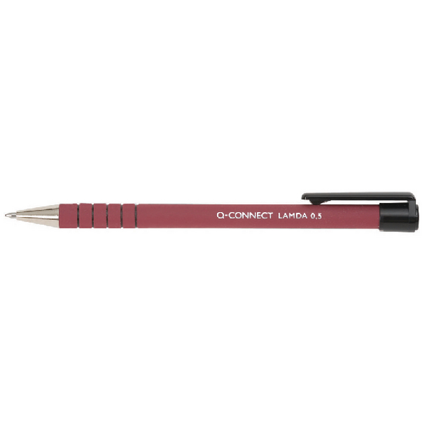 Q-Connect Lamda Retractable Ball Pen Red [Pack of 12]