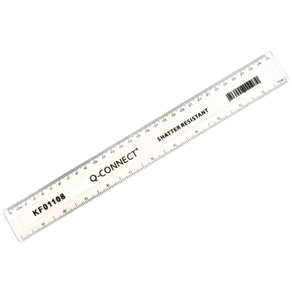 Q-Connect Ruler Shatterproof 30cm Clear