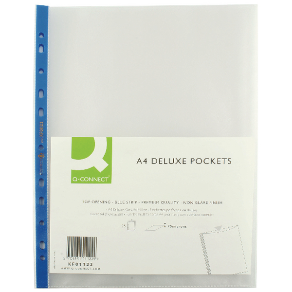 Q-Connect Deluxe Top Opening Punched Pockets [Pack of 25]