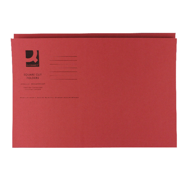Q-Connect Square Cut Folder Mediumweight Foolscap Red [Pack of 100]