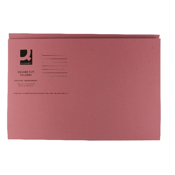 Q-Connect Square Cut Folder Mediumweight Foolscap Pink [Pack of 100]