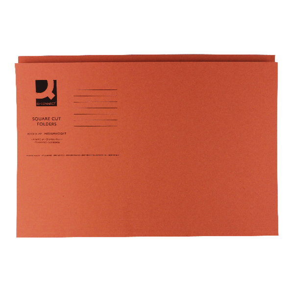Q-Connect Square Cut Folder Mediumweight Foolscap Orange [Pack of 100]