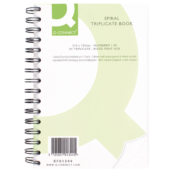 Q-Connect Wiro Bound Triplicate Book 8x5 Inches