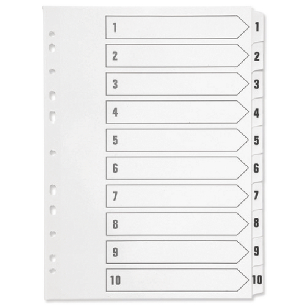 Q-Connect 1-10 Polypropylene Indexes in White