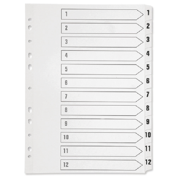Q-Connect 1-12 Polypropylene Indexes in White