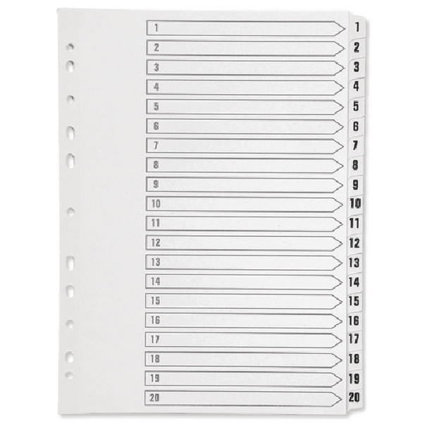Q-Connect 1-20 Polypropylene Indexes in White
