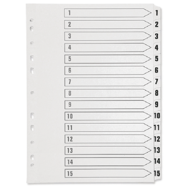 Q-Connect 1-15 Board Reinforced White Indexes