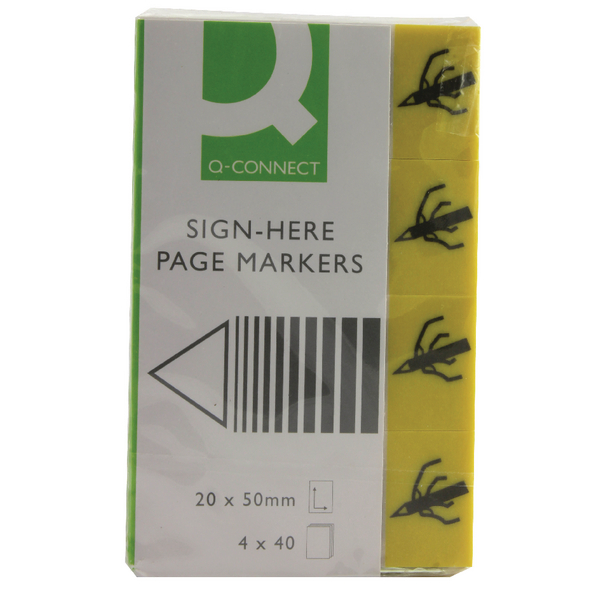 Q-Connect Sign Here Page Marker Assorted [Pack 4x40 Sheets]