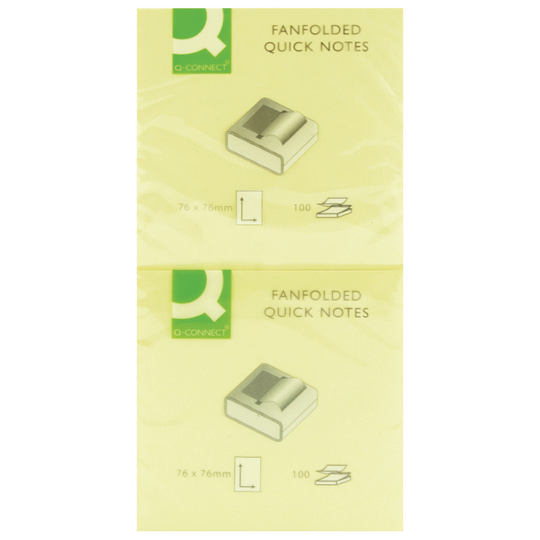 Q-Connect Fanfold Quick Notes 75x75mm Yellow [Pack of 12]