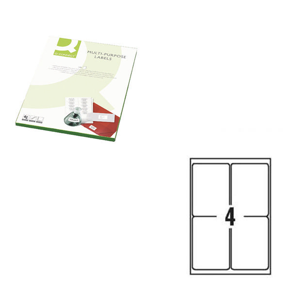 Q-Connect Copier Labels 4/Sheet Butt Cut [Pack of 500]