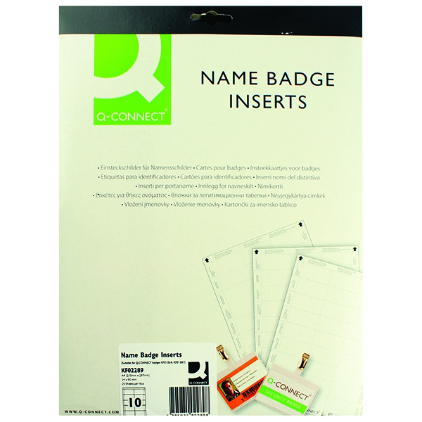 Q-Connect Name Badge Inserts 54x90mm [Pack of 250]