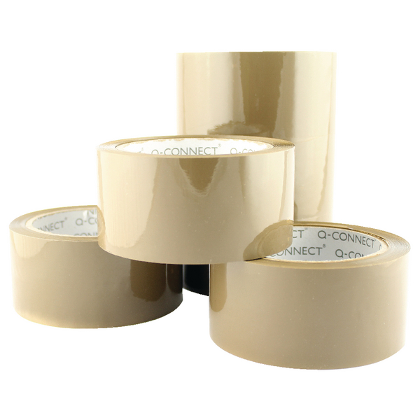 Q-Connect Low-Noise Packaging Tape Brown [Pack of 6]