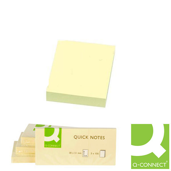 Q-Connect Quick Notes Small Yellow 2x1.5 Inches [Pack of 12]