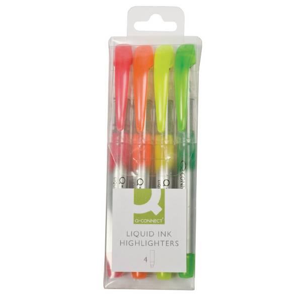 Q-Connect Liquid Highlighters Assorted [Pack of 4]
