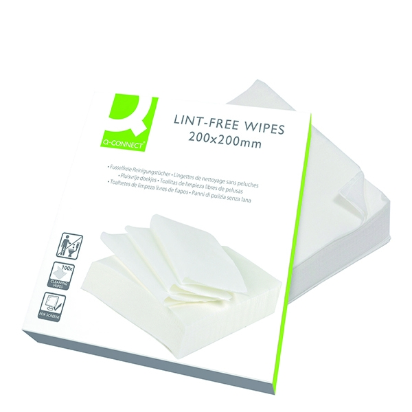 Q-Connect Lint Free Wipes 200x200mm [Pack of 100]