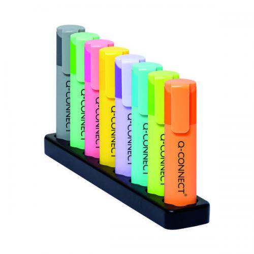 Q-Connect Deskset with Pastel Highlighters [Pack of 1+8 Highlighters]