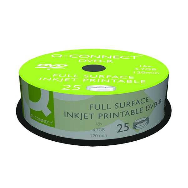 Q-Connect Inkjet Printable DVD-R [Spindle of 25]