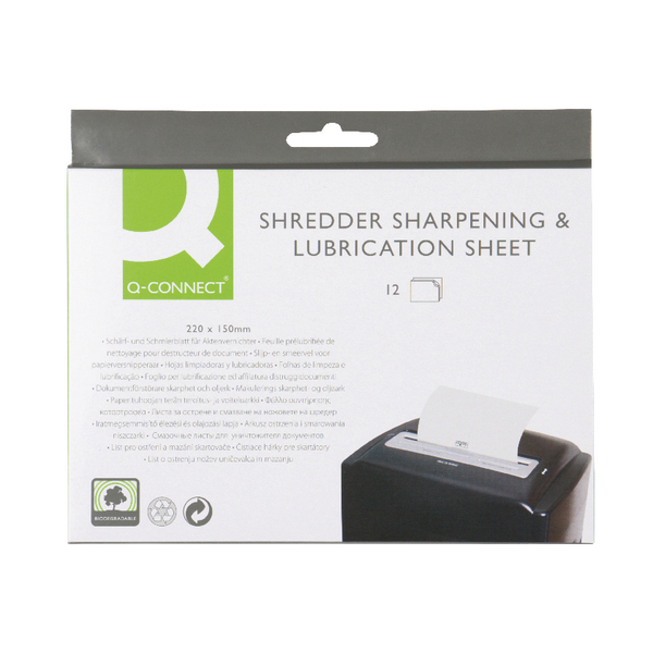 Q-Connect Shredder Sharpening and Lubrication Sheet 220x150mm [Pack of 12]