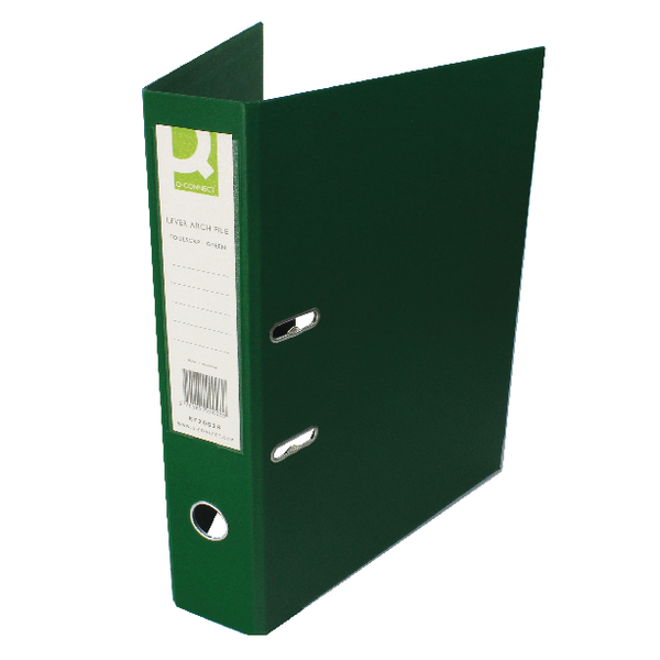 QConnect Lever Arch File Foolscap Polypropylene Green [Pack of 10