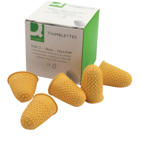 Q-Connect Thimblettes Size 2 Yellow [Pack of 12]