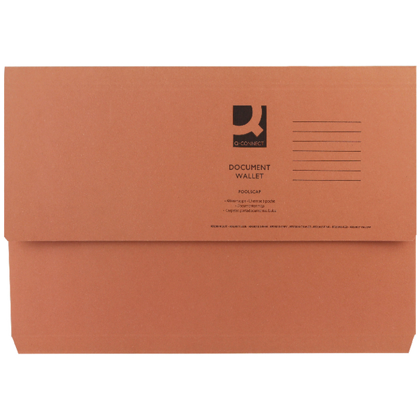 Q-Connect Document Wallet Foolscap Orange [Pack of 50]