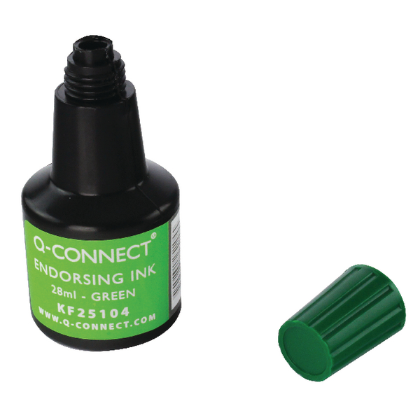 Q-Connect Endorsing Ink 28ml Green [Pack of 10]