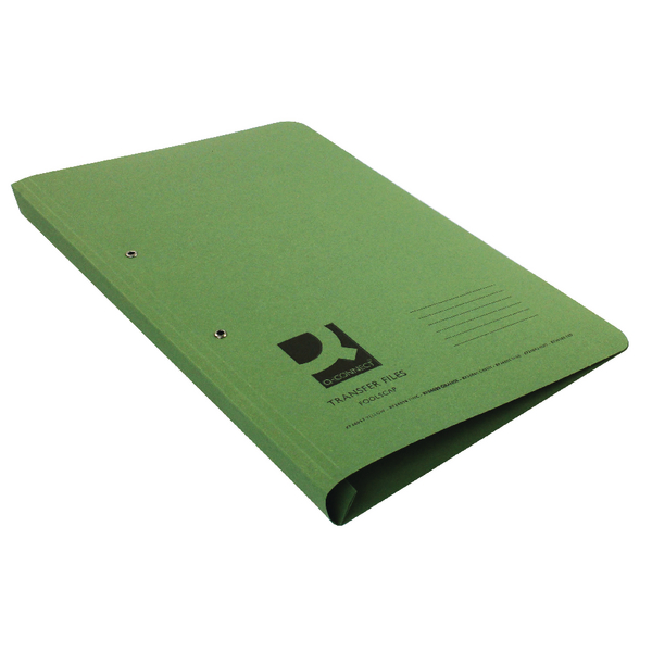 Q-Connect Transfer File Foolscap Green [Pack of 25]