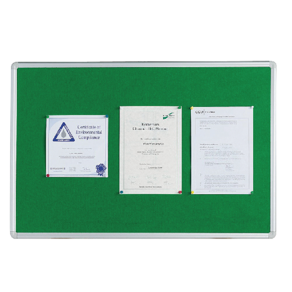 Q-Connect Notice Board 1200x900mm Aluminium Green